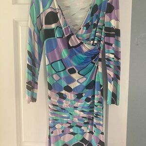 Emilio Pucci Long Sleeve Dress in Blue and Purple